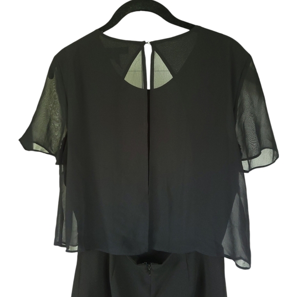 BCBGENERATION Sz 6 Mini Romper Skort Layered Open Back Sheer Black - Picture 7 of 13